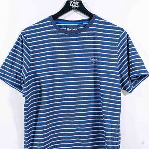 Barbour Striped Spell Out T-Shirt Surf Skate Medium Preppy Y2K Streetwear